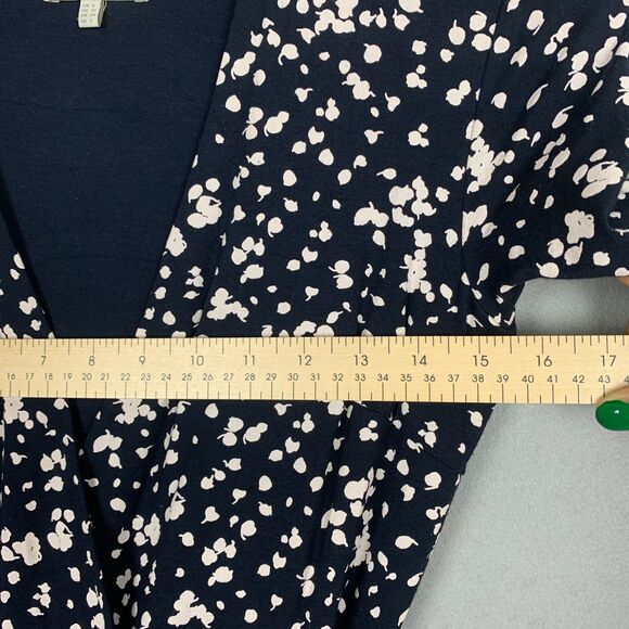 Hobbs Women’s Size 2 Navy White Floral Wrap Midi Dress Elegant Classic Core - Picture 7 of 9